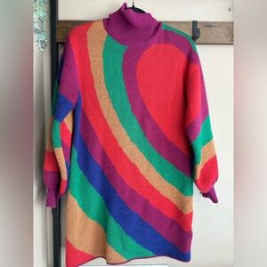 FARM Rio Multicolor Wave-Stripe Midi Sweater Dress — Wild Hearts - wool blend